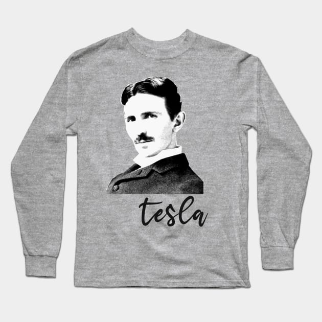 Nikola Tesla illustration Long Sleeve T-Shirt by AlfinStudio